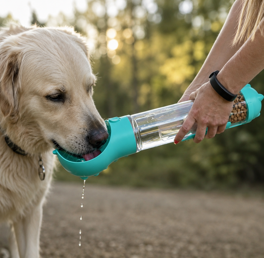 3-in-1 Draagbare Drinkfles en Voerdispenser voor Honden